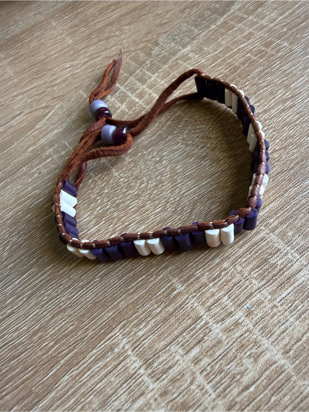 Brown Suede Beaded Bracelet